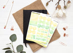 Planche Stickers Palette de Couleurs "Marguerites" formes géométriques - Printemps, jaune, vert - Bullet Journal / Planner - Journaling