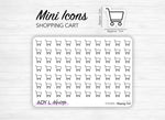 Mini icon stickers - Grocery cart - Shopping cart - Planner stickers - Minimal stickers - Bullet Journal - Sticker sheet - 70 mini icons