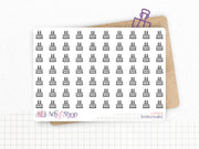Mini icon stickers - Birthday Cake - Planner stickers - Minimal, functional stickers - Bullet Journal - Sticker sheet - 70 mini icons
