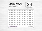 Mini icon stickers - Envelope - Mail - Planner stickers - Minimal, functional stickers - Bullet Journal - Sticker sheet - 80 mini icons