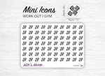 Mini icon stickers - Dumbbells - Work Out, gym - Planner stickers -Functional stickers - Bullet Journal - Sticker sheet - 70 mini icons