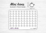 Mini icon stickers - Piggy Bank, Budget - Planner stickers - Minimal, functional stickers - Bullet Journal - Sticker sheet - 70 mini icons