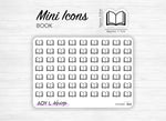 Mini icon stickers - Book - Reading - Planner stickers - Minimal, functional stickers - Bullet Journal - Sticker sheet - 63 mini icons
