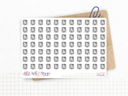 Mini icon stickers - eBook - Reading - Planner stickers - Minimal, functional stickers - Bullet Journal - Sticker sheet - 77 mini icons