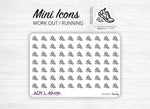 Planche de stickers mini icônes "Course à pieds" - Sport, footing, entrainement - Mini icon - Planner stickers - Minimal - Bullet Journal