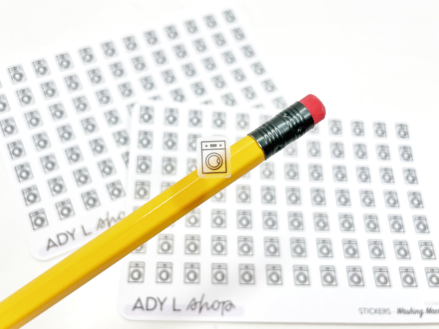 Planche de stickers mini icônes "machine à laver" - lessive, ménage, lave-linge - Mini icon - Planner stickers - Minimal - Bullet Journal