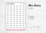 Mini script stickers - Notes - Planner stickers - Minimal, functional stickers - Bullet Journal - Sticker sheet - 77 mini icons