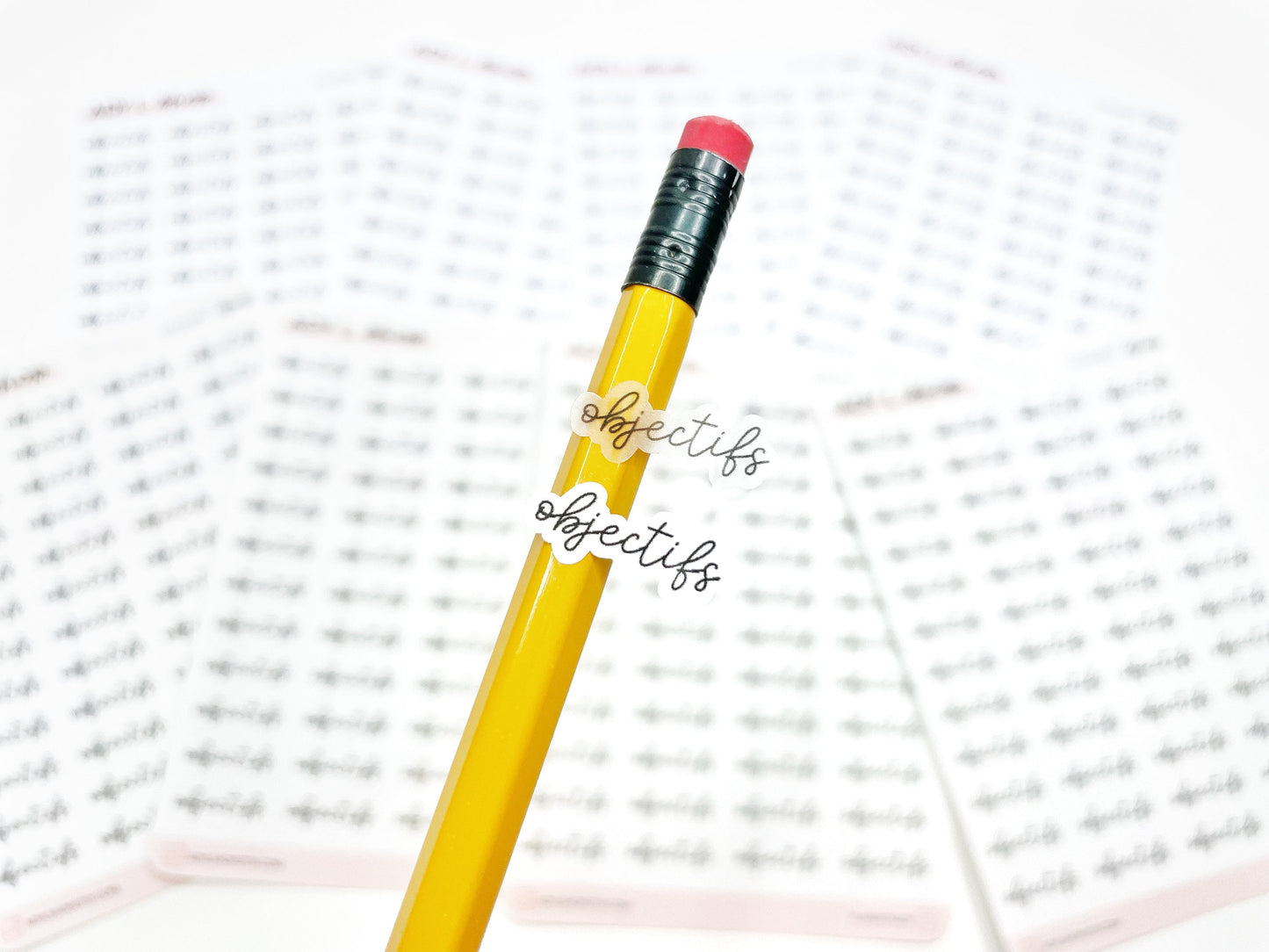 Planche de mini stickers "objectifs"- Papier autocollant blanc ou transparent - Planner stickers - Minimal - Bullet Journal