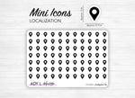 Planche de stickers mini icônes "localisation" - punaise, lieu, carte - Mini icon - Planner stickers - Minimal - Bullet Journal