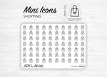 Planche de stickers mini icônes "shopping" - sac emplettes, shop, boutique - Mini icon - Planner stickers - Minimal - Bullet Journal