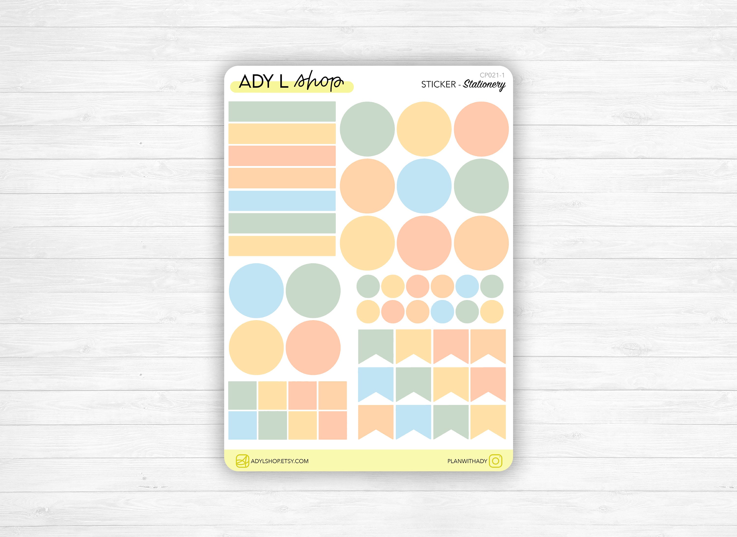 Planche Stickers Palette de Couleurs Papeterie différentes formes gé –  AdyLShop