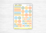 Planche Stickers Palette de Couleurs "Papeterie" différentes formes géométriques - 2 versions - Bullet Journal / Planner - Journaling