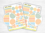 Planche Stickers Palette de Couleurs "Papeterie" différentes formes géométriques - 2 versions - Bullet Journal / Planner - Journaling