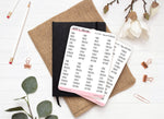Sticker sheet - Days of the Week, cursive handwriting - 6 weeks of stickers - Bullet Journal, planner sticker sheet - journaling