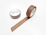 Washi tape - Motif quadrillage, marron, brun - Rouleau de papier décoratif adhésif - 15mm x 10m - Bullet Journal, papeterie, scrapbooking