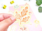 Pack de stickers "Feuilles d'automne" - 11 grands autocollants (env. 6cm) - Papier mat blanc - Bullet Journal & Planner - Journaling