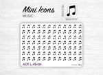 Mini icon stickers - Music - Music note - Planner stickers - Minimal, functional stickers - Bullet Journal - Sticker sheet - 84 mini icons