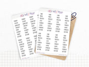 Planche Stickers "Jours de la semaine" écriture manuscrite majuscules - Papier autocollant blanc ou transparent - Bullet Journal & Planner