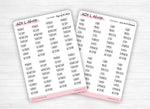 Planche Stickers "Jours de la semaine" écriture manuscrite majuscules - Papier autocollant blanc ou transparent - Bullet Journal & Planner