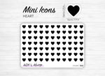 Mini icon stickers - Heart - Planner stickers - Minimal, functional stickers - Bullet Journal - Sticker sheet - 77 mini icons