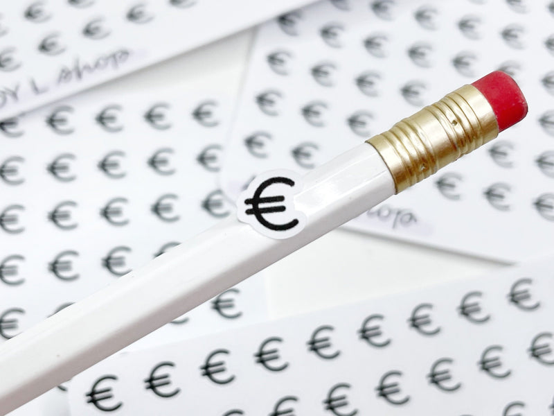 Planche de stickers mini icônes "euro" - Argent, paie, dépenses, compte en banque - Mini icon - Planner stickers - Minimal - Bullet Journal