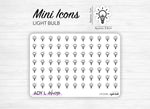 Planche de stickers mini icônes "ampoule" - Mini ampoules, idée, inspiration - Mini icon - Planner stickers - Minimal - Bullet Journal