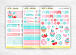 Set mensuel (3 planches) "Gourmandises" pour Bullet Journal - Cupcake, donuts, sucette, sucrerie - Jours de la semaine, headers, doodles