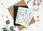 Planche Stickers Palette de Couleurs "Gourmandises" différentes formes géométriques - Rose, bleu - Bullet Journal & Planner - Journaling